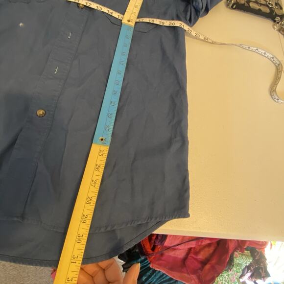 Carhartt Shirt Mens L Blue Retro Logo Resin Designs Vintage Button Up 90s Y2K - Picture 2 of 10